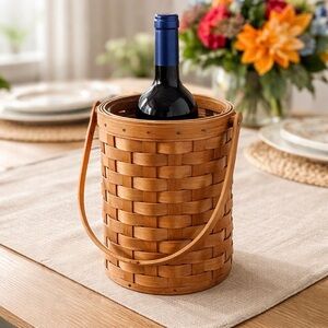 Longaberger handmade wine basket with liner EUC